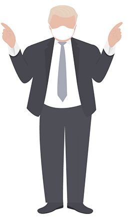 Cartoon of Trump wearing a mask to save lives