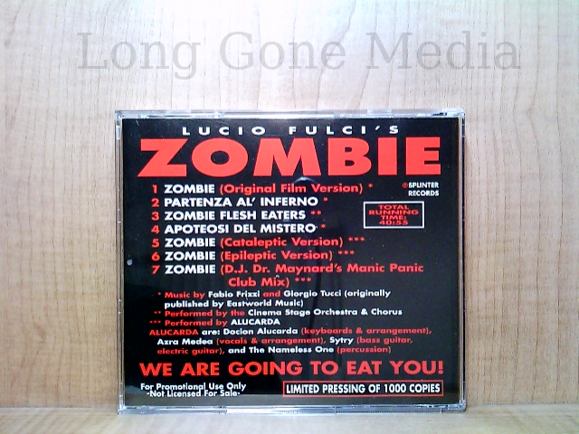 Lucio Fulci's Zombie by Fabio Frizzi (CD, Promo, 1996, Splinter