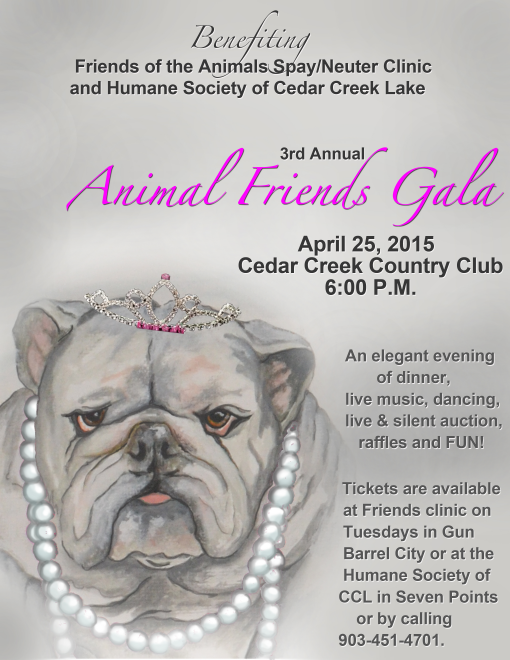 Animal Friends Gala 2015 to be held at Cedar Creek Country Club