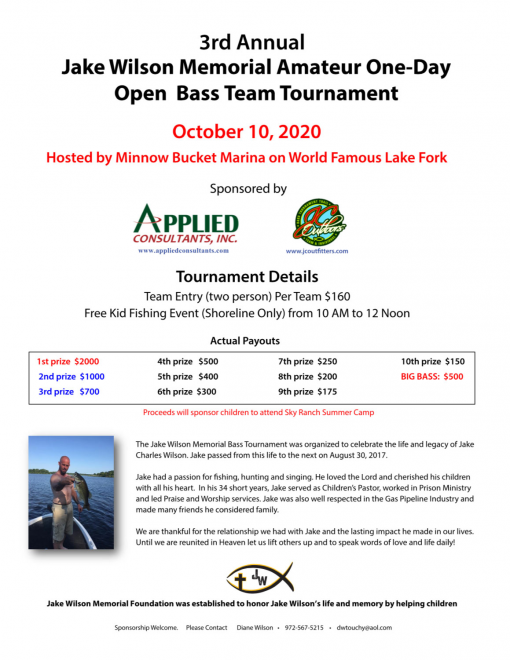 Jake Wilson Memorial Bass Tournament Lake Fork