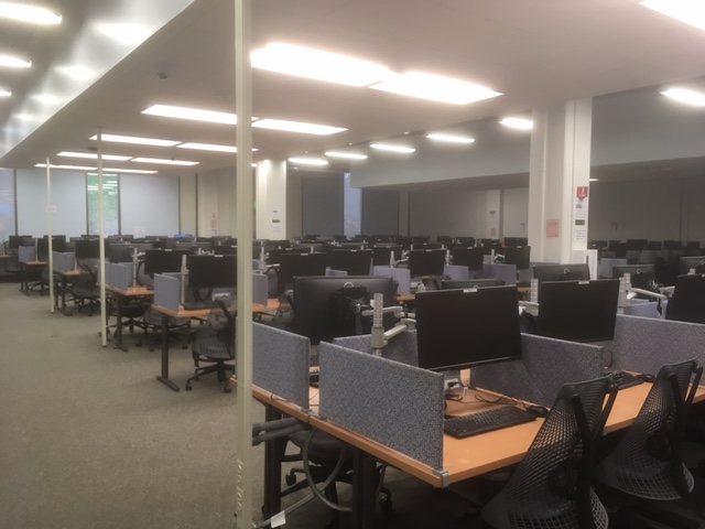 Rows of computers in Library North G149.