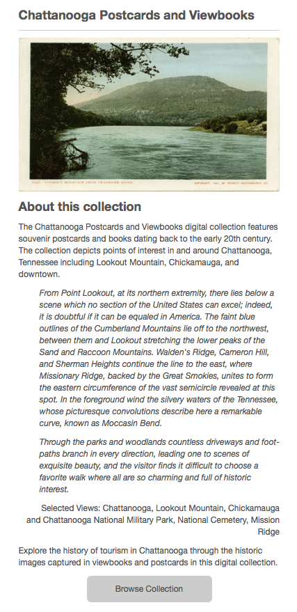 UTC Digital Collections Browse Collection Button