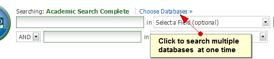 Image displaying "Choose Databases" feature in EbscoHost Databases