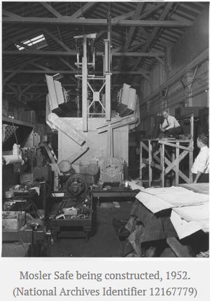 Mosler Safe, which holds the Declaration of Independence, being constructed in 1952