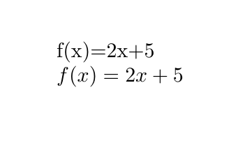 Comparing two functions in mathematics written in and out of LaTeX