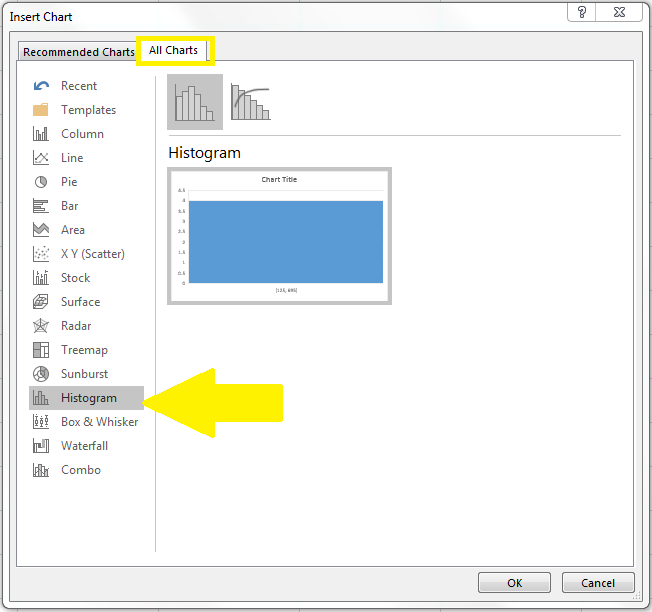 screenshot of Excel Insert Chart dialog box