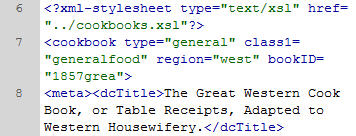 Snippet of XML markup