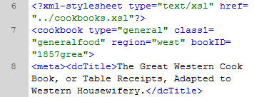 Snippet of XML markup