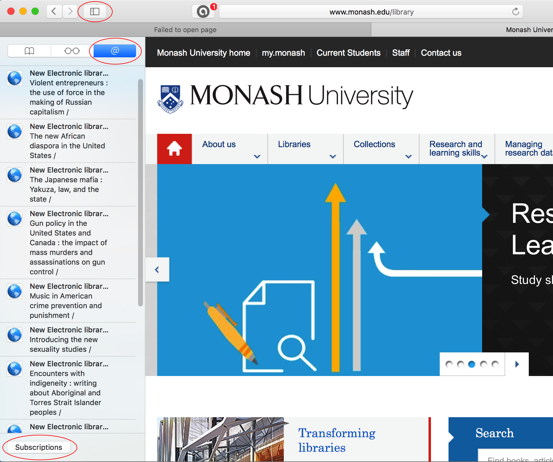 Safar sidebar RSS tab