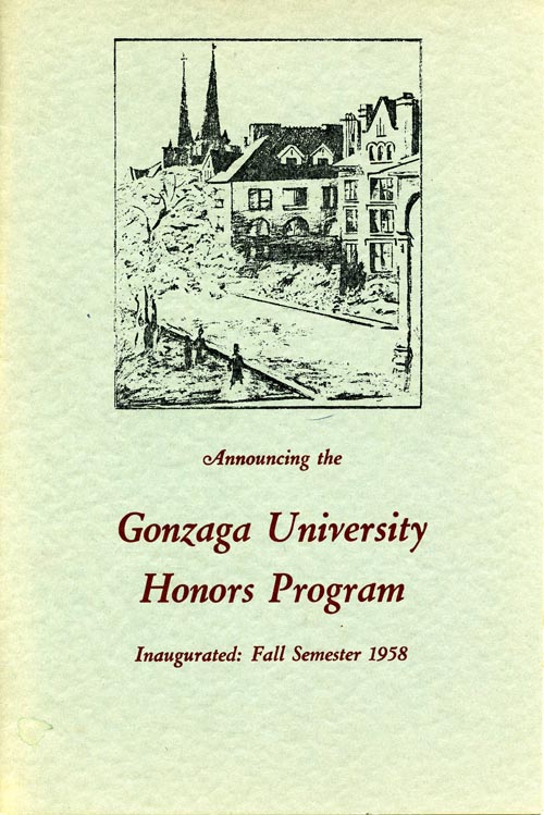 Brochure “Announcing the Gonzaga University Honors Program 1958.” Cover