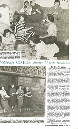 “Gonzaga Co-eds shatter 61-year tradition,” The Spokesman-Review, Jan. 13, 1952.