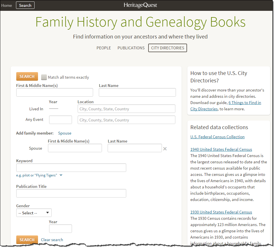 Books > City Directories Search Page