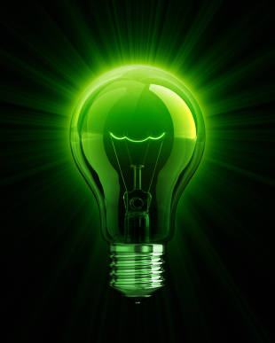 Green light bulb