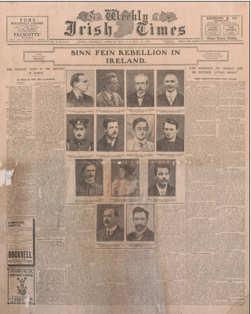 Weekly Irish times front page 1916 Easter Rising