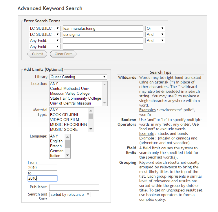 Advanced search
