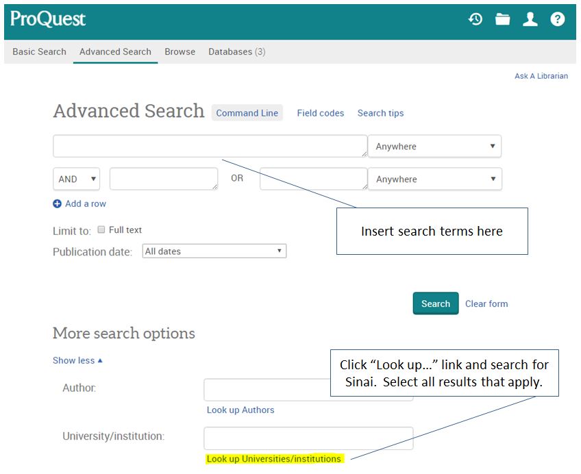 How to limit search to Mount Sinai results only