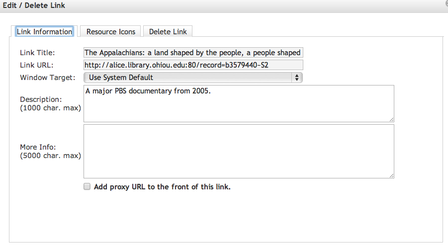 LIbguide link editor