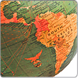Map of Latin America on a globe