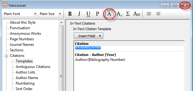 how to make endnote citations come up as a superscript