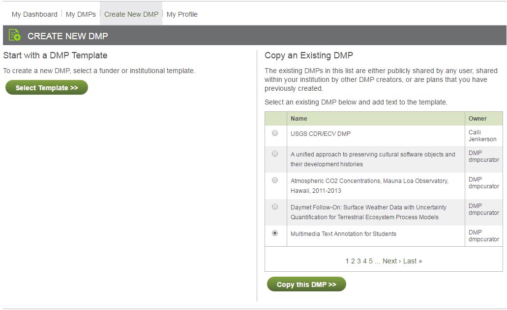create new DMP