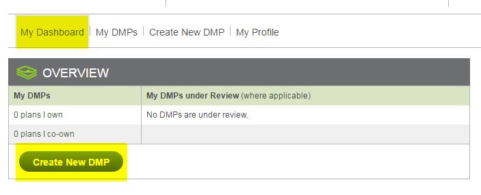 My Dashboard_create new DMP