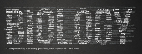 Image of Biology written out with different biology related words. 