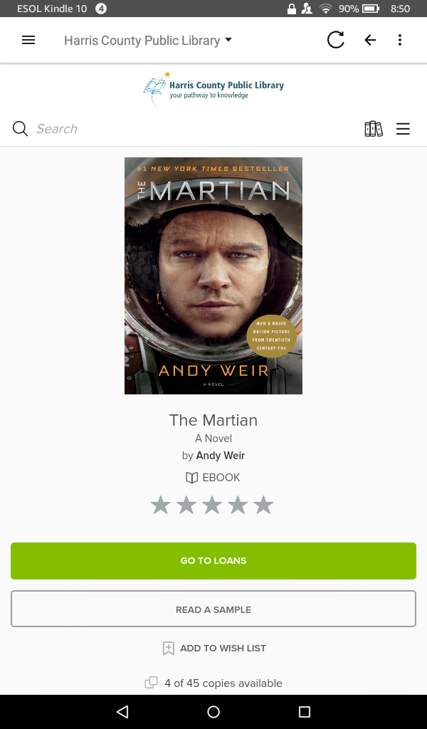 OverDrive Kindles for ESOL Reading Research Guides at Lone Star