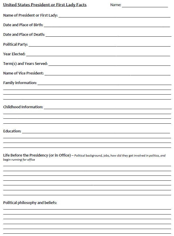 president-or-first-lady-report-packet-a-guide-for-your-5th-grade