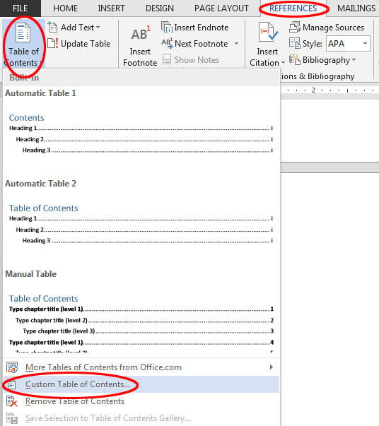 how to make table of contents in word clickable