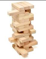 wood blocks stacked in a tower. 