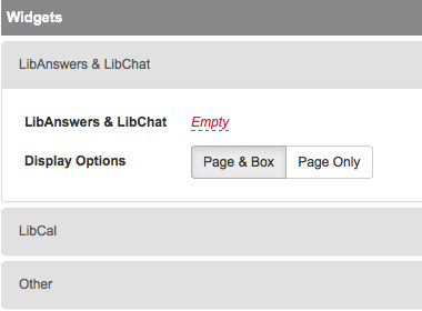 Widgets section of LibApps profile page