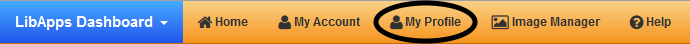 My Profile menu option from the LibApps Dashboard