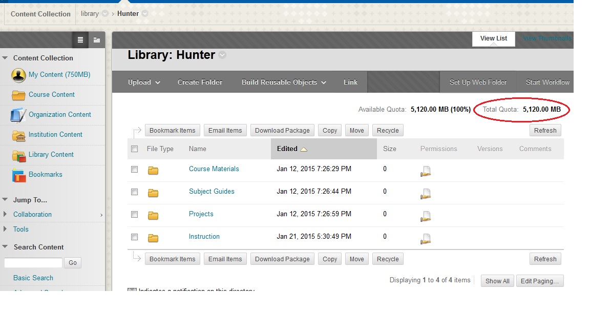 Using the Content Collection Library / Blackboard Integration