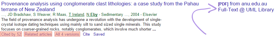 google scholar result page