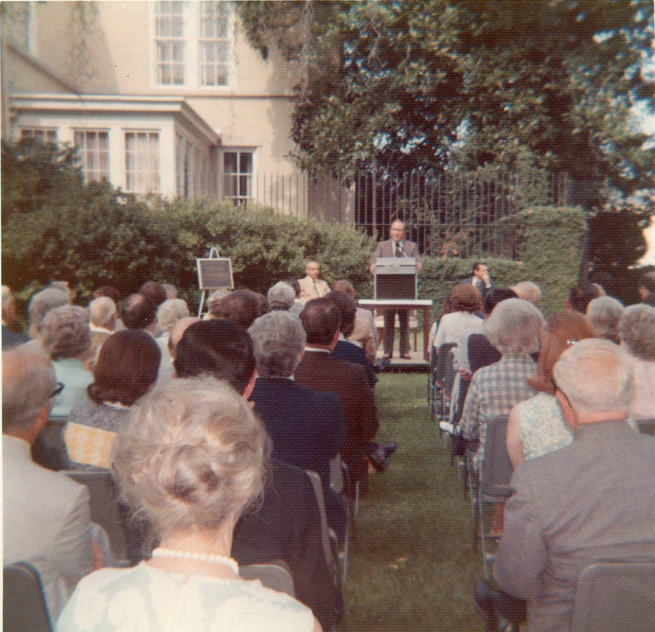 President Christenberry speaking at his inaugural on the Green
