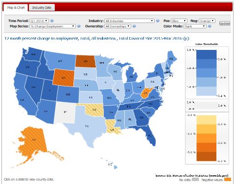 Quarterly Census of Employment and Wages State and County Map