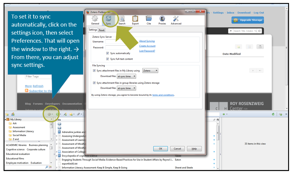 sync zotero to my account