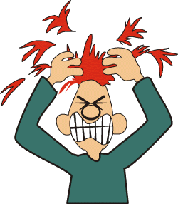 Frustrated man pulling hair