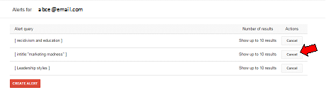 Deleting a Google Scholar Alert