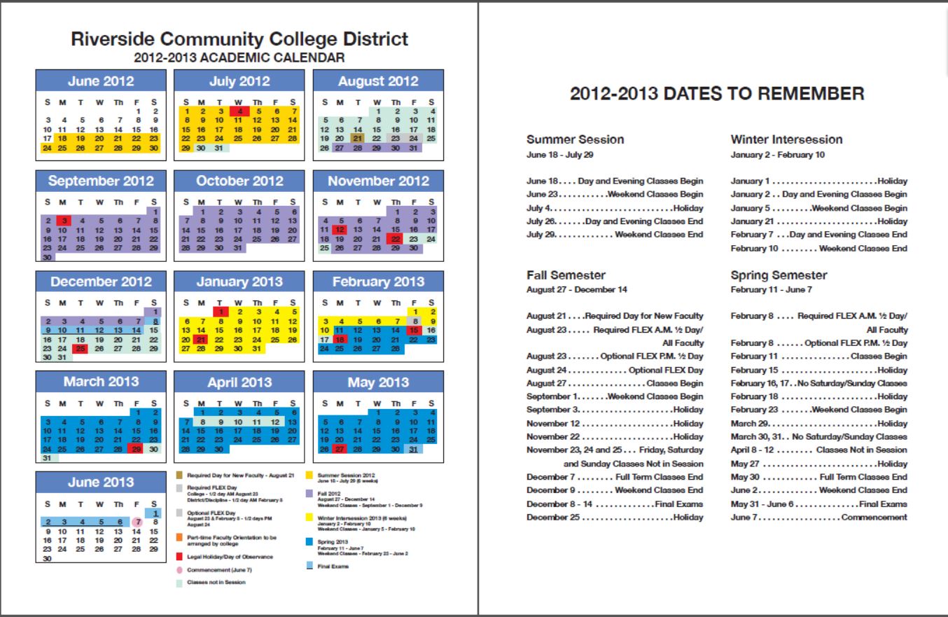 RCCD Academic Calendar | Class Schedules Fall 2006 - Fall 2019 - Moreno Valley College Archives - LibGuides at Moreno Valley College