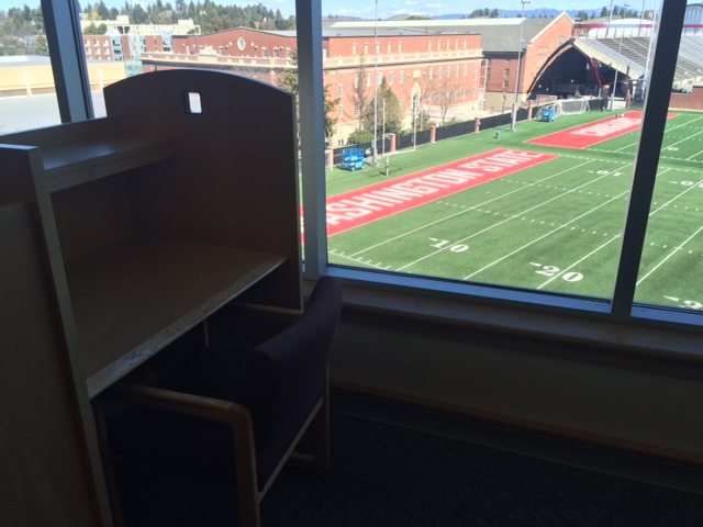 view of football field from Terrell Library