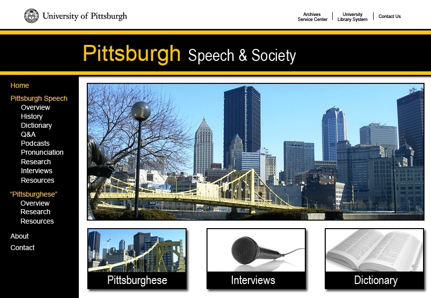 Screenshot of Pittsburgh Speech and Society website