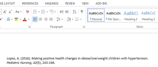 Paragraph options are on the home menu
