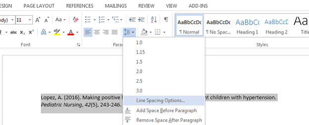 Open the full paragraph formatting menu