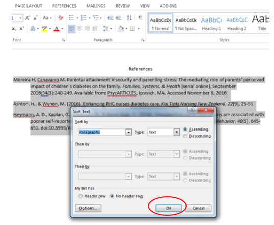 sort commands should be by paragraph and ascending 