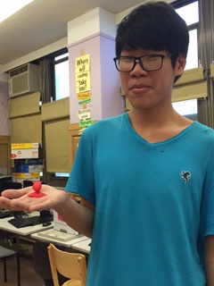 Student with 3D printed project