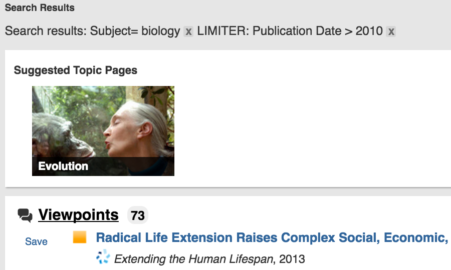 biology search in opposing viewpoints