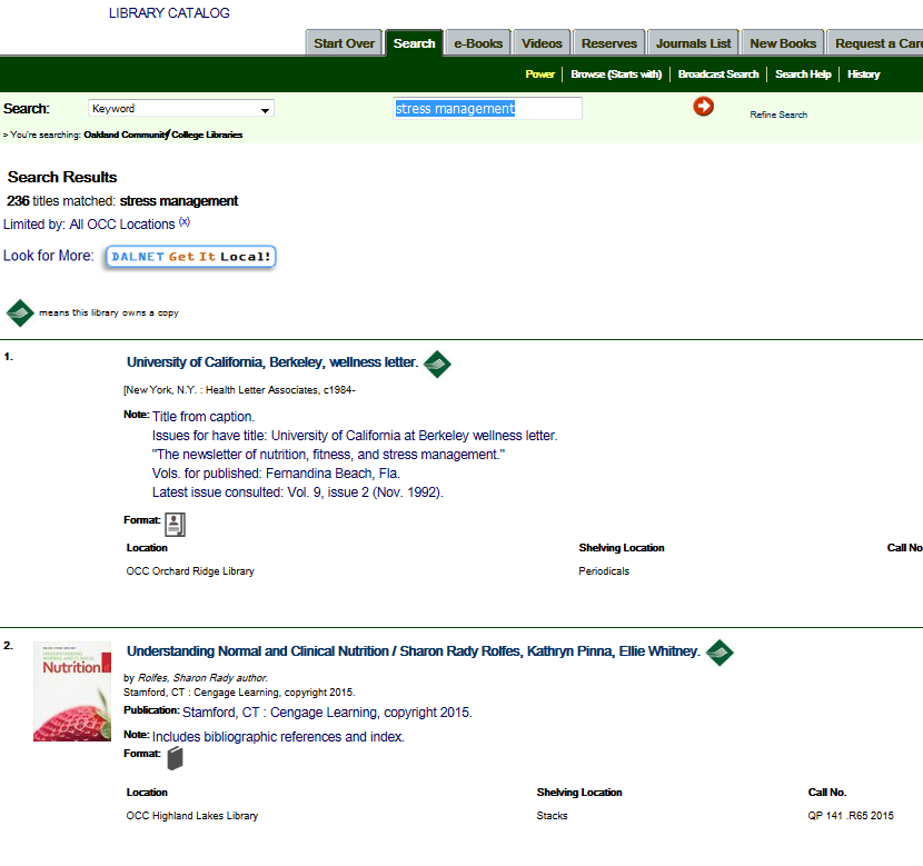 Part 2 Library catalog ASC 1070 information literacy exercise
