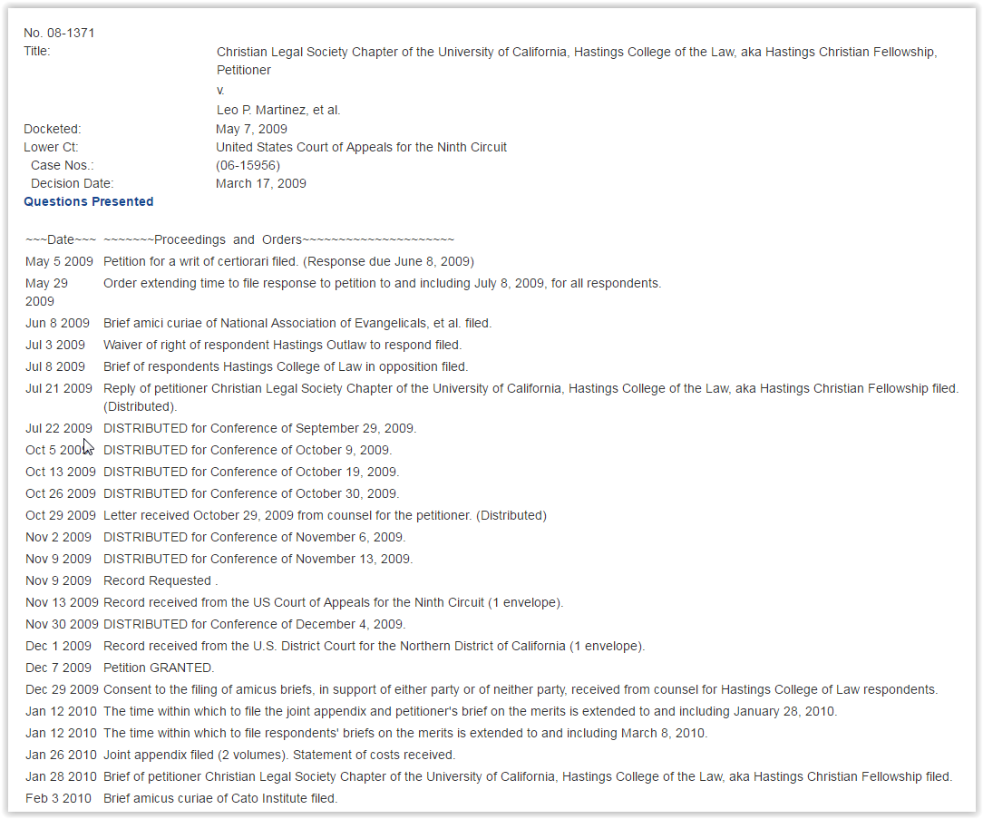 Finding Dockets Court Documents Court Briefs Dockets Oral 