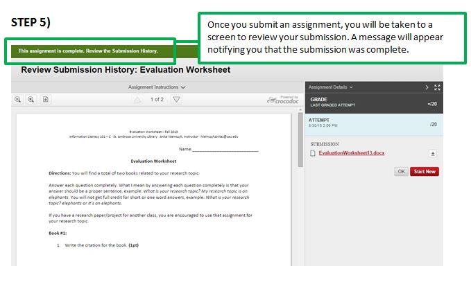 Blackboard assignment without submission image